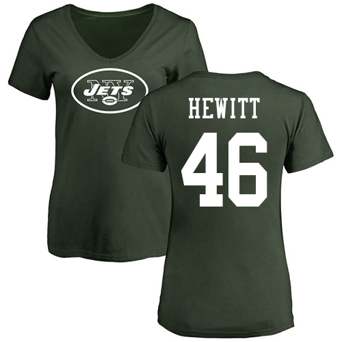New York Jets Green Women Neville Hewitt Name and Number Logo NFL Football #46 T Shirt->nfl t-shirts->Sports Accessory